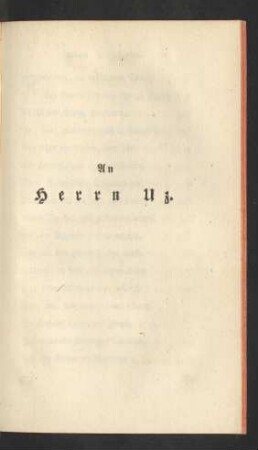 An Herrn Uz.