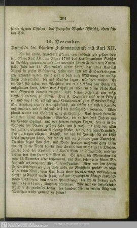 12. December. August's des Starken Zusammenkunft mit Karl XII.