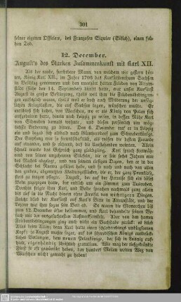 12. December. August's des Starken Zusammenkunft mit Karl XII.