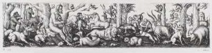 Die Tiere lauschen Orpheus : Solis, Virgil der Ältere: Die Tiere lauschen Orpheus. Kupferstich; 53 x 243 mm. Dresden: Kupferstich-Kabinett A 3821 in A 166. B. 127