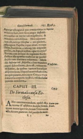 Caput III. De Formali causa Ecclesiae.
