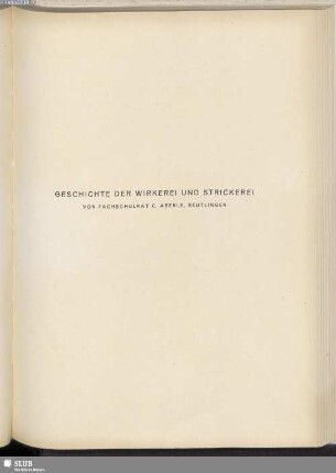 Geschichte Der Wirkerei Und Strickerei