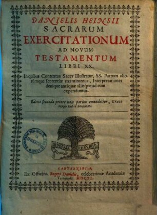 Sacrarum exercitationum ad novum testamentum libri XX.