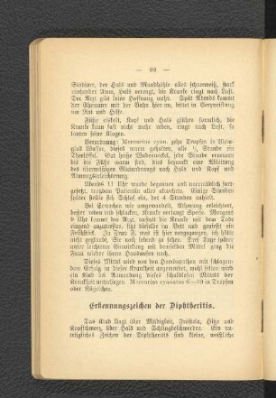 Erkennungszeichen der Diphtheritis.