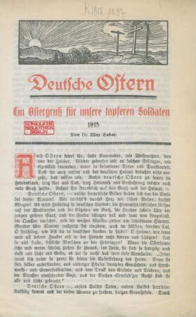 Deutsche Ostern : ein Ostergruß für unsere tapferen Soldaten 1915