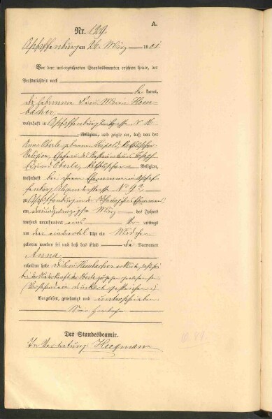 Standesamtsbuch der Stadt Aschaffenburg: Geburten 365/1900 - 184/1901