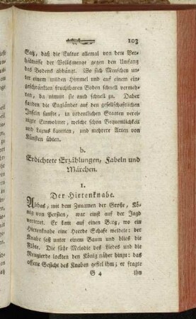 b. Erdichtete Erzählungen, Fabeln und Märchen.