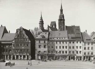 Obermarkt, Blick gegen die Türme der Kirche St. Petri von Nordosten