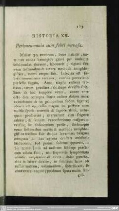 Historia XX. Peripneumonia cum febri nervosa