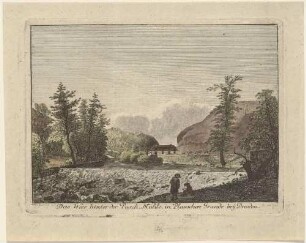 Das Wehr hinter der Buschmühle mit Blick auf die Königsmühle im Plauenschen Grund