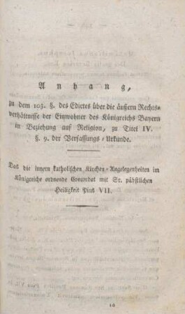 145-179 Königl. Bayerisches Concordat mit Pius VII.