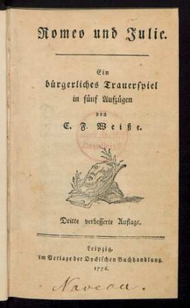 Romeo und Julie : Ein bürgerliches Trauerspiel in fünf Aufzügen