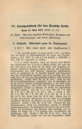IX. Strafgesetzbuch für das Deutsche Reich. Vom 15. Mai 1871.