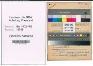 Entnazifizierung Katharina Vanhofen , geb. 29.08.1911 (Zimmermaedchen)