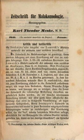 Zeitschrift für Malakozoologie. 2. 1845 (1846)