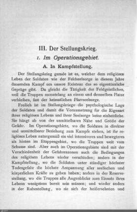 III. Der Stellungskrieg