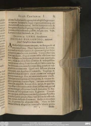 Epistola LXXII. Gandavum. Nicolao Burgundio, Auditori suo, & Palaestritae Bonae Mentis.