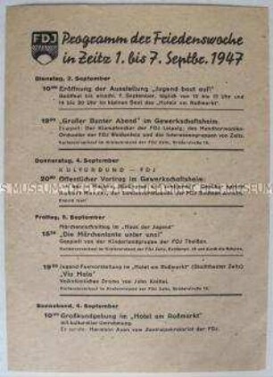 Programm der Friedenswoche der FDJ in Zeitz 1946
