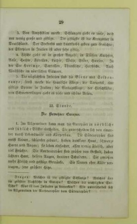 22. Stunde. Die Bewohner Europas