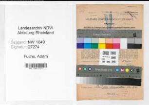 Entnazifizierung Adam Fuchs , geb. 27.02.1888 (Lokfuehrer)