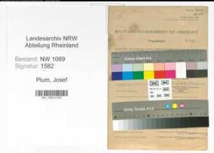 Entnazifizierung Josef Plum , geb. 05.10.1895 (Feuerwehrfuehrer)