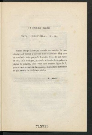 [Dedicatoria] A Don Cristóbal Ruiz