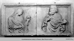 Reliefplatten mit Propheten- und Heiligendarstellungen : Heilige Magdalena und männlicher Heiliger