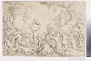 Bacchanal, mit gefallenem Satyr