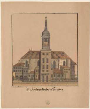 Die alte Sophienkirche (evangelische Hofkirche) in Dresden von Süden