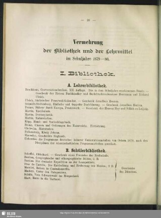Vermehrung der Bibliothek und der Lehrmittel
