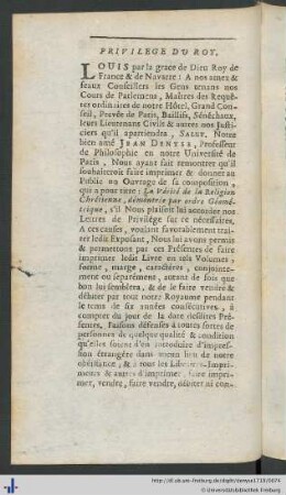 Privilege du Roy.
