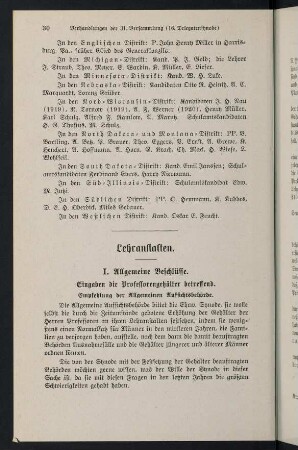 30-41, I. Allgemeine Beschlüsse