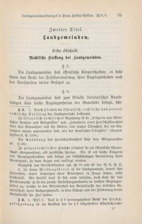 Erster Abschnitt. Rechtliche Stellung der Landgemeinden