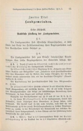 Erster Abschnitt. Rechtliche Stellung der Landgemeinden