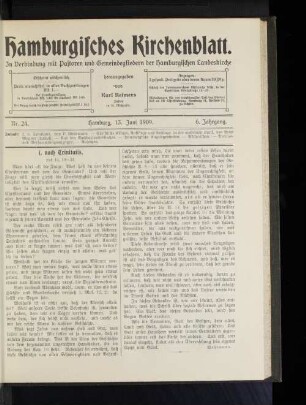 Nr. 24. Hamburg, 13. Juni 1909. 6. Jahrgang.