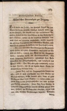 Siebenzehntes Kapitel. Männliches Unvermögen zur Zeugung.