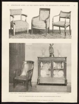 Taf. 43. Vier Sessel und Zierschränkchen aus dem Kgl. Kunstgewerbe-Museum zu Berlin.