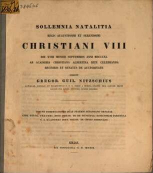 Sollemnia natalitia regis augustissimi et serenissimi Christiani VIII. d. 18. mensis Sept. a. 1840 ... rite celebranda ... indicit