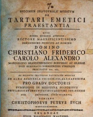 Specimen inavgvrale medicvm de tartari emetici praestantia