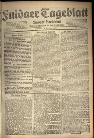 Erste Ausgabe vom Samstag, den 04. Februar 1922.