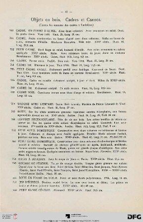Objets en bois. Cadres et Cannes (Nr. 750-787)