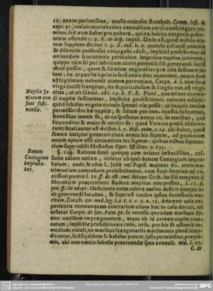 §. 104. Senum Coniugium improbatur