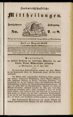 Funfzehnter Jahrgang. No. 7. und 8.