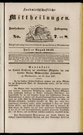 Funfzehnter Jahrgang. No. 7. und 8.