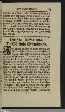 Das VIII. Hülffs-Mittel. Die Göttliche Erleuchtung