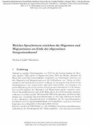 Welches Sprachniveau erreichen die Migranten und Migrantinnen am Ende der allgemeinen Integrationskurse?