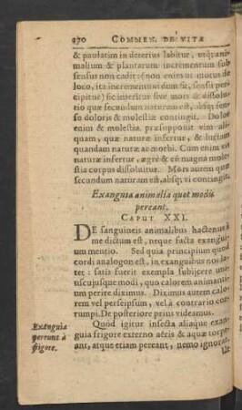 Exanguia animalia quot modis pereant. Caput XXI.