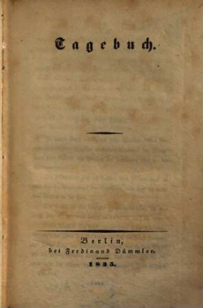 Goethe's Briefwechsel mit einem Kinde : Seinem Denkmal. [3], Tagebuch
