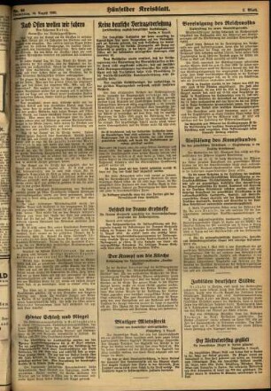 Zweite Ausgabe vom Dienstag, den 08. August 1933.