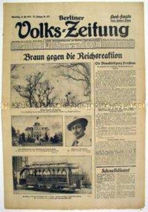 Berliner Volks-Zeitung u.a. zur Debatte im Preußischen Landtag um das Verhältnis von Preußen zum Reich